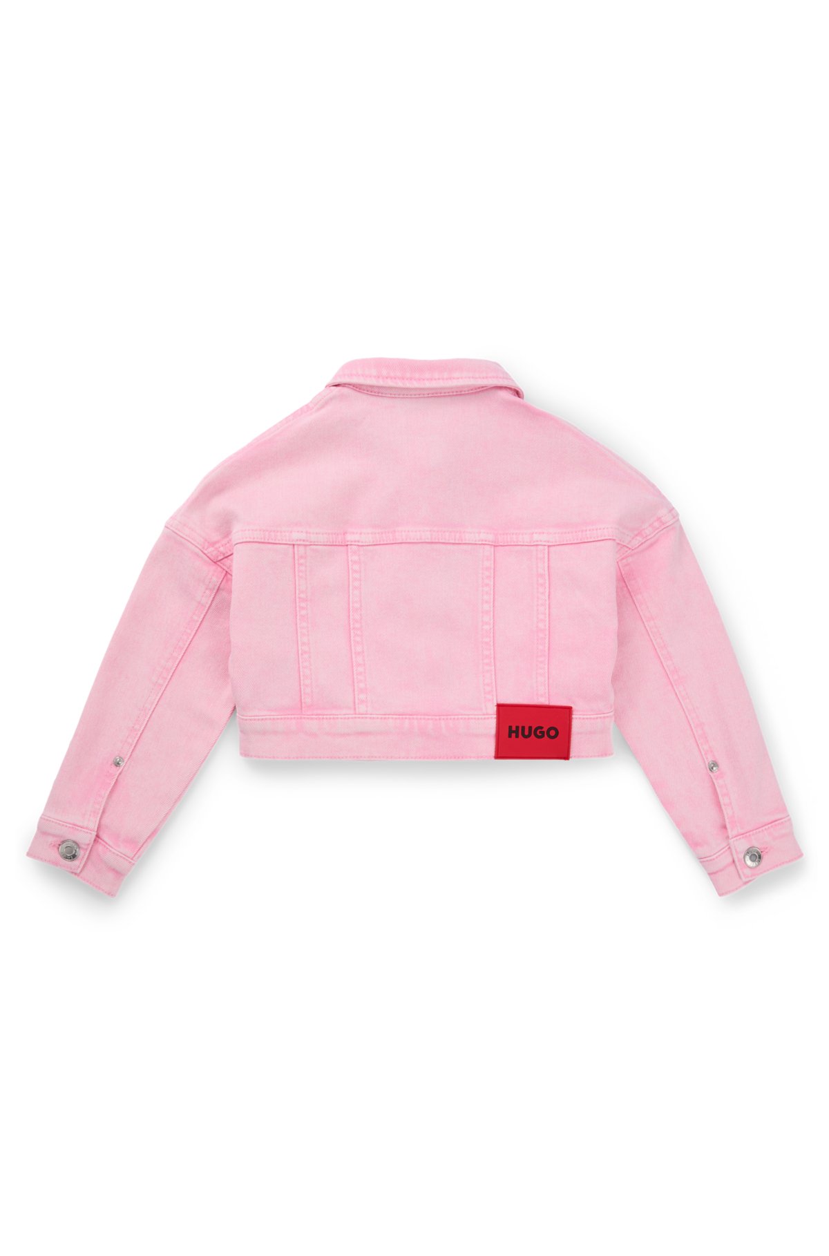 Kids' jacket in overdyed stretch-cotton denim, Pink