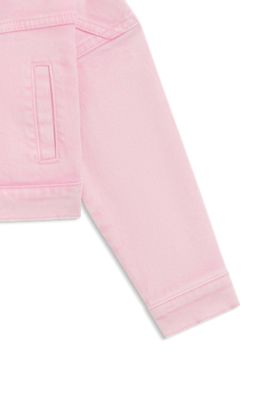 Kids' jacket in overdyed stretch-cotton denim, Pink