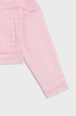 Barnjacka i &ouml;verf&auml;rgad denim av stretchig bomull, Rosa
