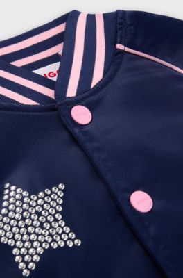 Veste avec logo et &eacute;toiles clout&eacute;es pour enfant, Bleu fonc&eacute;