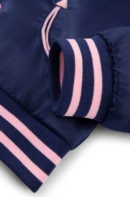 Kids' bomber jacket with stars and branding, Dark Blue