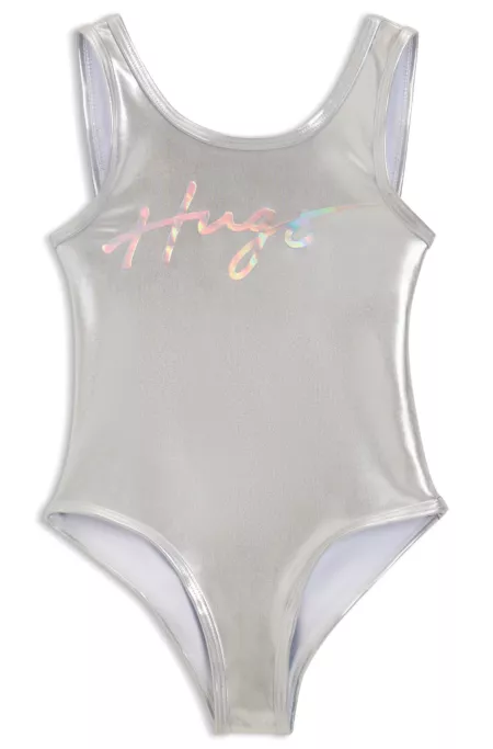 Bañador para niños con efecto espejo y logo metalizado