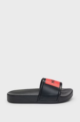 Kids' slides with logo straps, Black