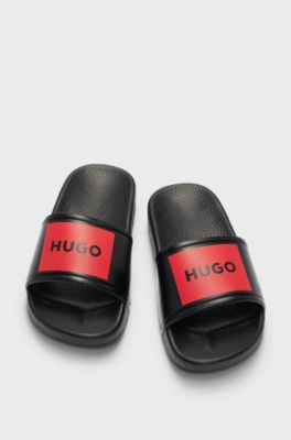 Kids' slides with logo straps, Black