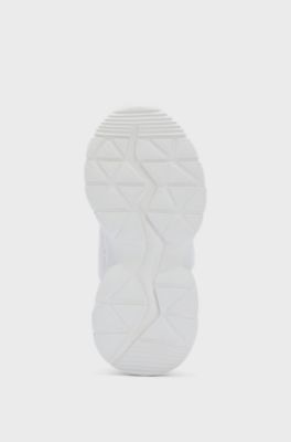 Kids' mixed-material trainers with faux leather and mesh, White