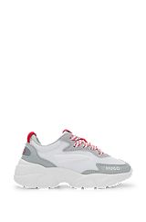 Kids' mixed-material trainers with faux leather and mesh, White