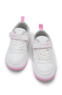 Sneakers til b&oslash;rn i mesh og imiteret l&aelig;der, Hvid