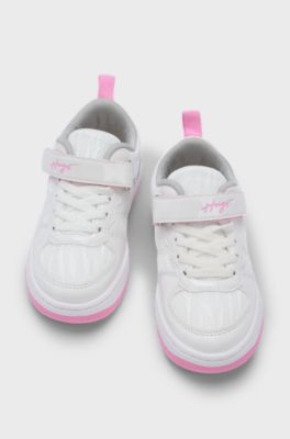 Baskets en mesh et similicuir pour enfant, Blanc