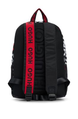 Kids' canvas backpack with repeat-logo print, Black