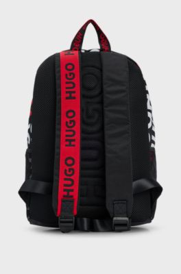 Kids' canvas backpack with repeat-logo print, Black