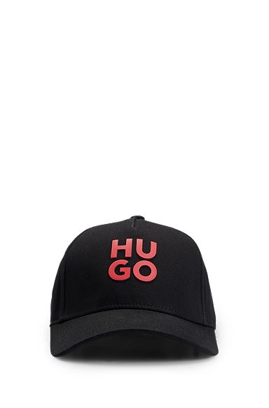 Kids' cap in cotton twill with stacked logo, Black