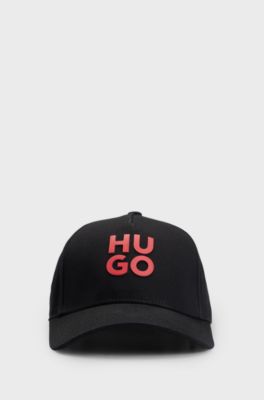 Kids' cap in cotton twill with stacked logo, Black