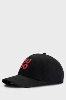 Kids' cap in cotton twill with stacked logo, Black