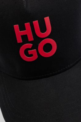 Kids' cap in cotton twill with stacked logo, Black