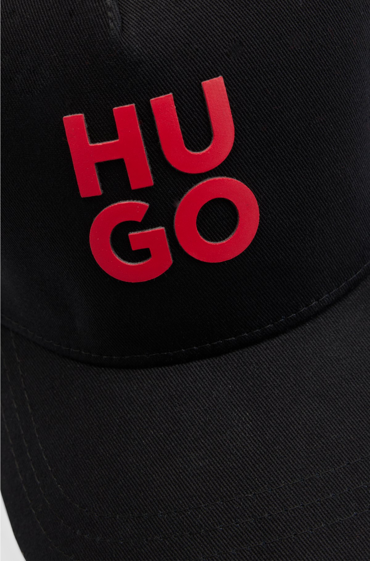 Kids' cap in cotton twill with stacked logo, Black