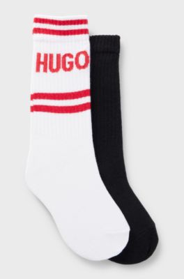 Two-pack of kids' socks with logo details, White