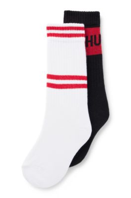 Two-pack of kids' socks with logo details, White