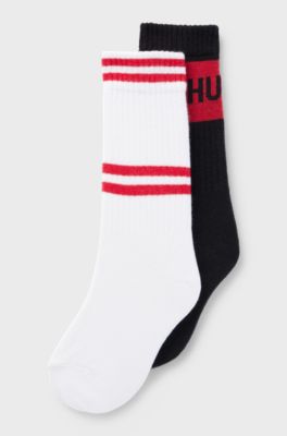 Two-pack of kids' socks with logo details, White