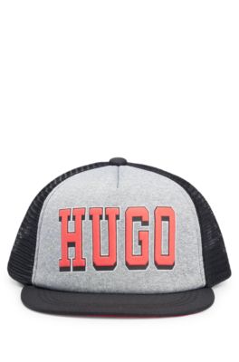 Kids' logo cap in stretch jersey and mesh, Black