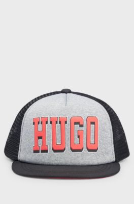 Kids-Cap aus Stretch-Jersey und Mesh mit Logo, Schwarz