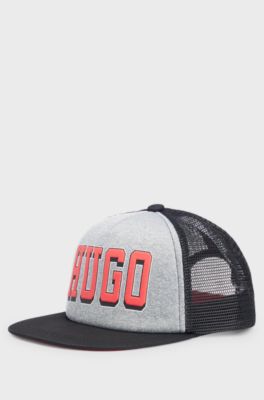 Kids-Cap aus Stretch-Jersey und Mesh mit Logo, Schwarz