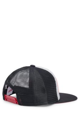 Cappellino per bambini in jersey elasticizzato e mesh con logo, Nero