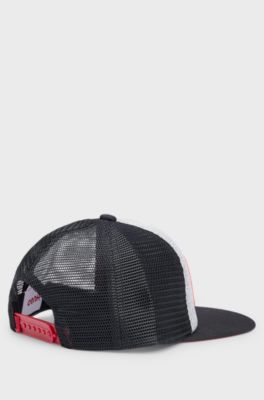 Kids-Cap aus Stretch-Jersey und Mesh mit Logo, Schwarz
