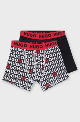 Kids' two-pack of stretch-cotton boxer shorts, Black