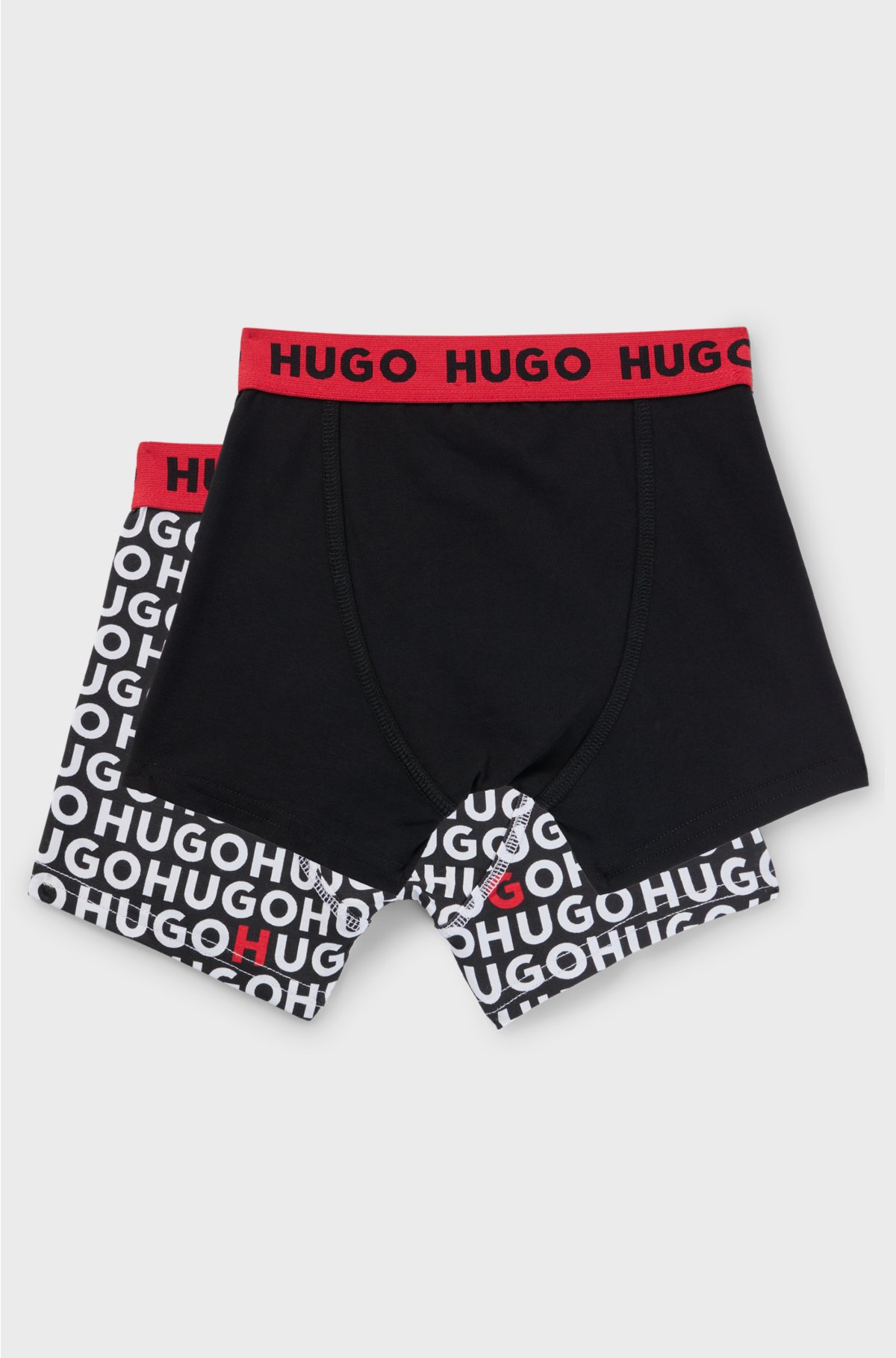 Kids' two-pack of stretch-cotton boxer shorts, Black