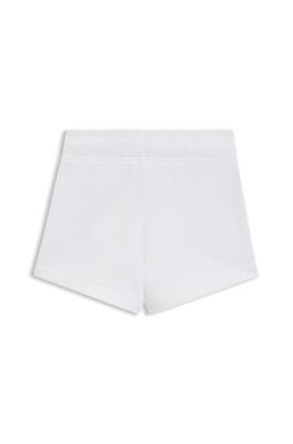 Bermuda per bambini in misto cotone con logo metallizzato, Bianco