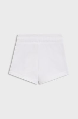 Kids' cotton-blend shorts with metallic logo, White