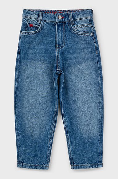 Kids' loose-fit jeans in stonewashed denim, Patterned