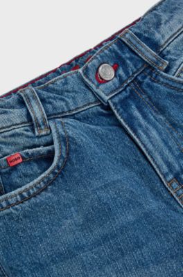 Kids' loose-fit jeans in stonewashed denim, Blue
