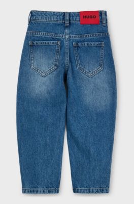 Kids' loose-fit jeans in stonewashed denim, Blue