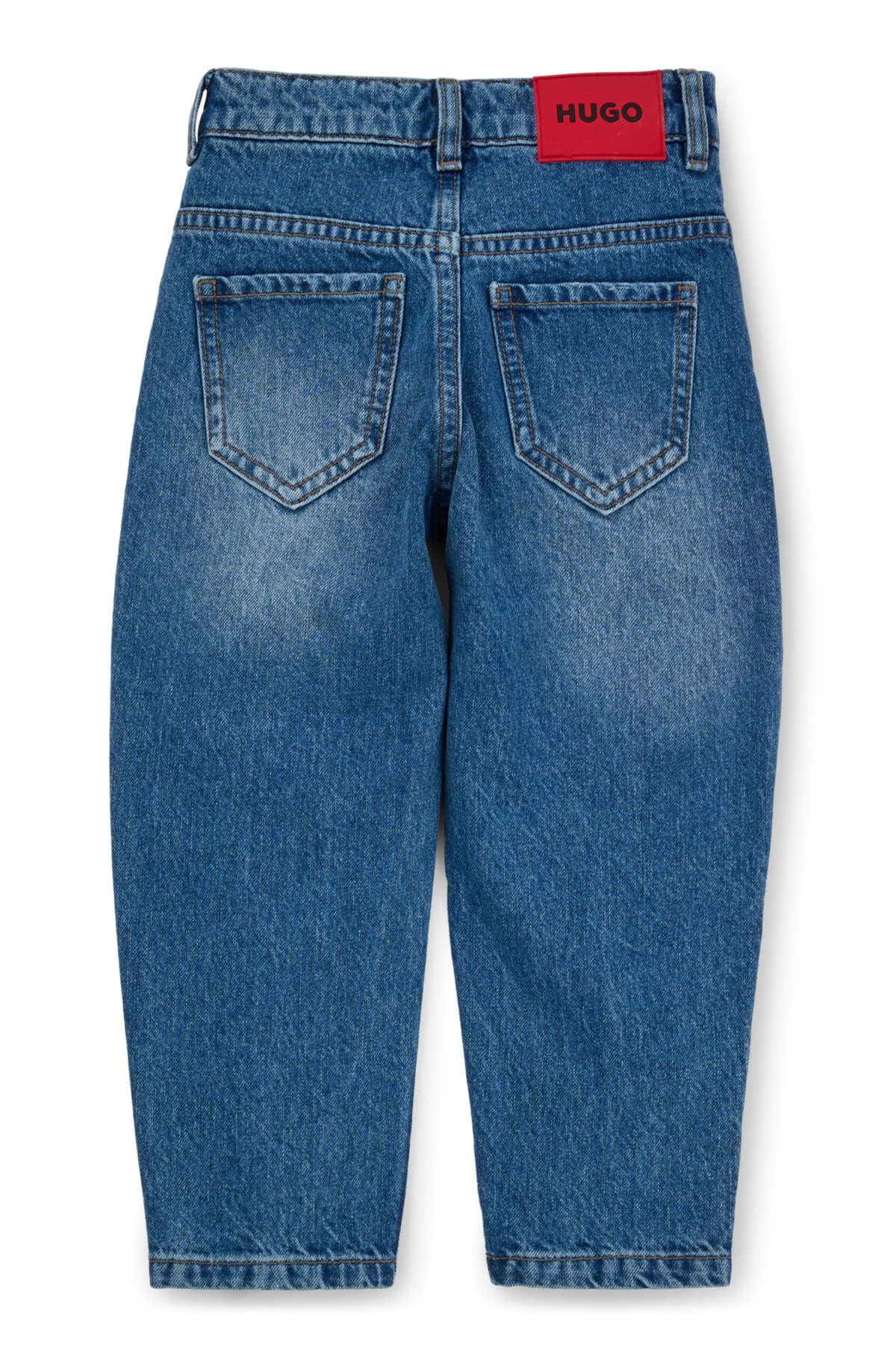 Kids' loose-fit jeans in stonewashed denim, Patterned