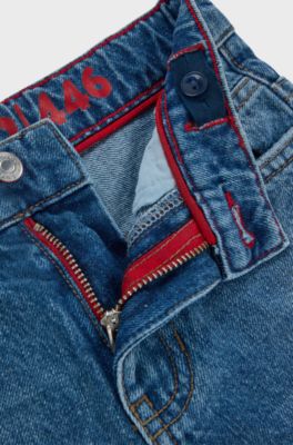 Kids' loose-fit jeans in stonewashed denim, Blue