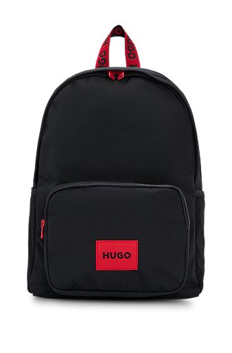 Kids' canvas backpack with logo details, Black
