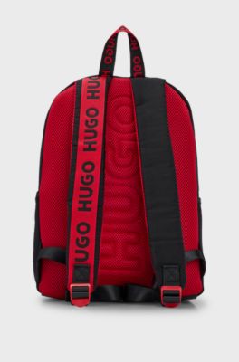 Kids' canvas backpack with logo details, Black