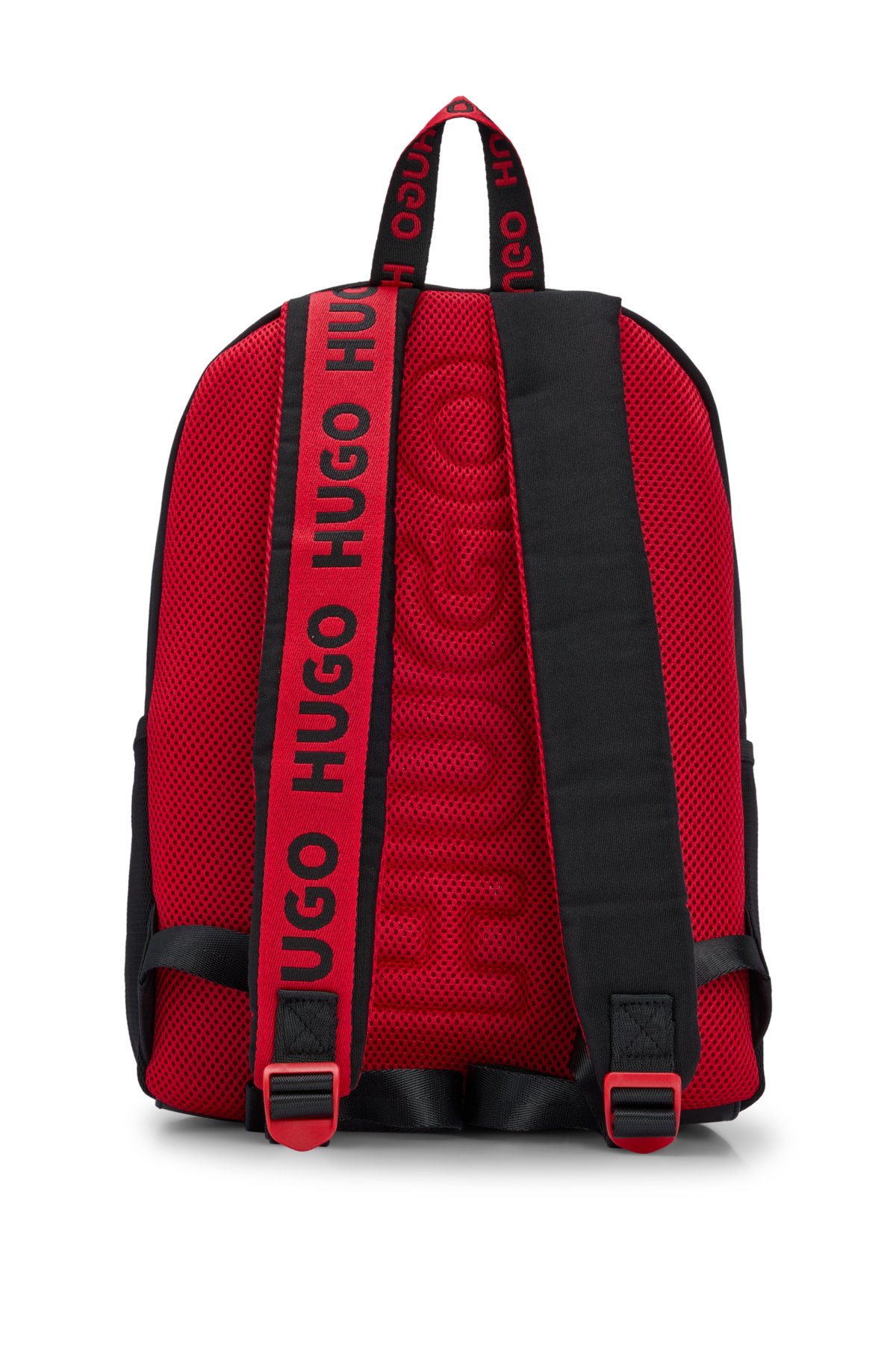 Kids' canvas backpack with logo details, Black
