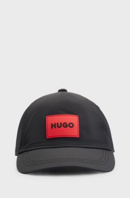 Kids' five-panel cap with logo label, Black