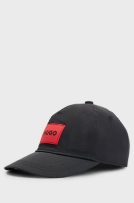 Kids' five-panel cap with logo label, Black