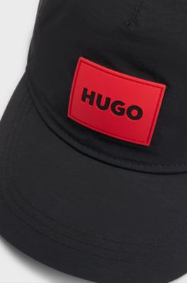 Kids' five-panel cap with logo label, Black