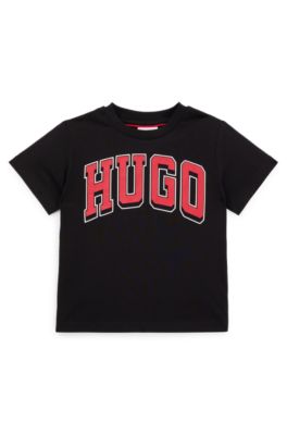 Kids' T-shirt in cotton jersey with logo print, Black