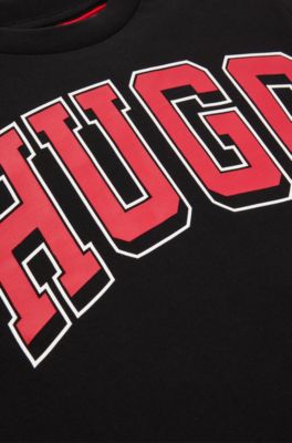 Kids' T-shirt in cotton jersey with logo print, Black