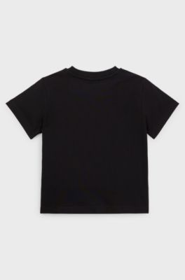 Kids' T-shirt in cotton jersey with logo print, Black