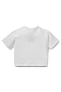 Loose-fit katoenen T-shirt met tweedelig logo voor kinderen, Wit