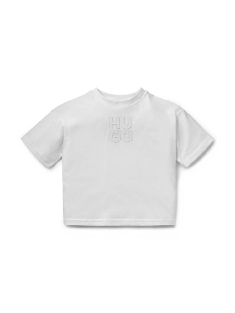 Artikel klicken und genauer betrachten! - HUGO T-Shirt für Kinder mit tonalem Stack-Logo-Print. Der locker geschnittene Style aus softer Baumwolle ist lässig und bequem. | im Online Shop kaufen