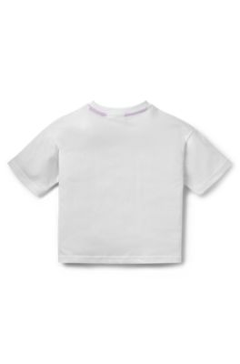 Kids' loose-fit T-shirt in cotton with stacked logo, White