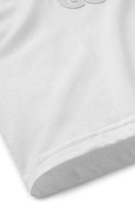 Kids' loose-fit T-shirt in cotton with stacked logo, White