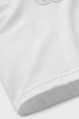 Kids' loose-fit T-shirt in cotton with stacked logo, White